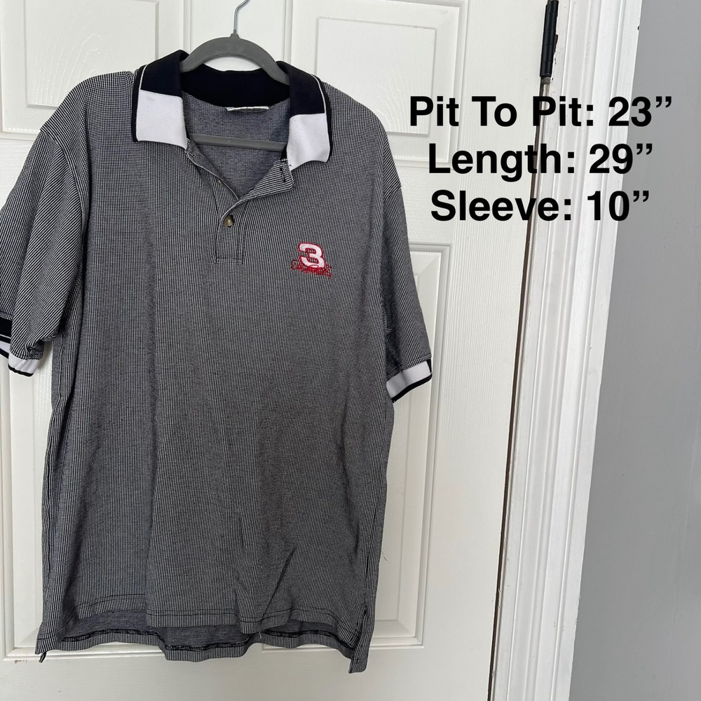 Chase Authentics Dale Earnhardt Sr 3 NASCAR Polo Shirt Mens Large Black White - Picture 2 of 8